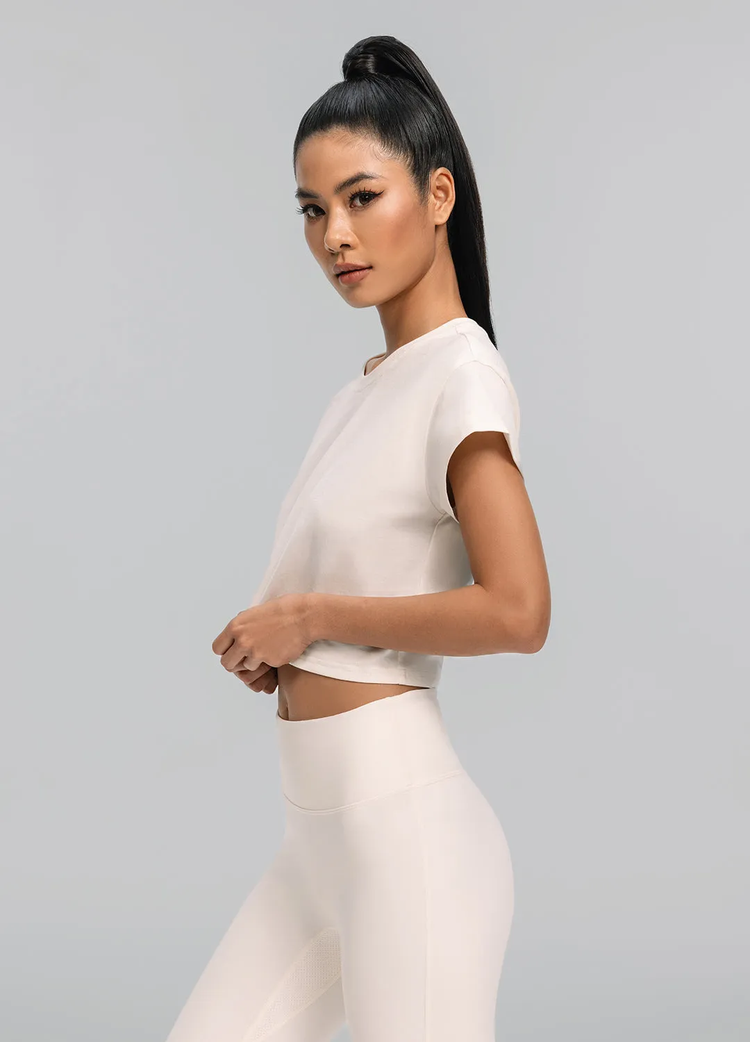 Cropped Cotton T-Shirt Cozy Design