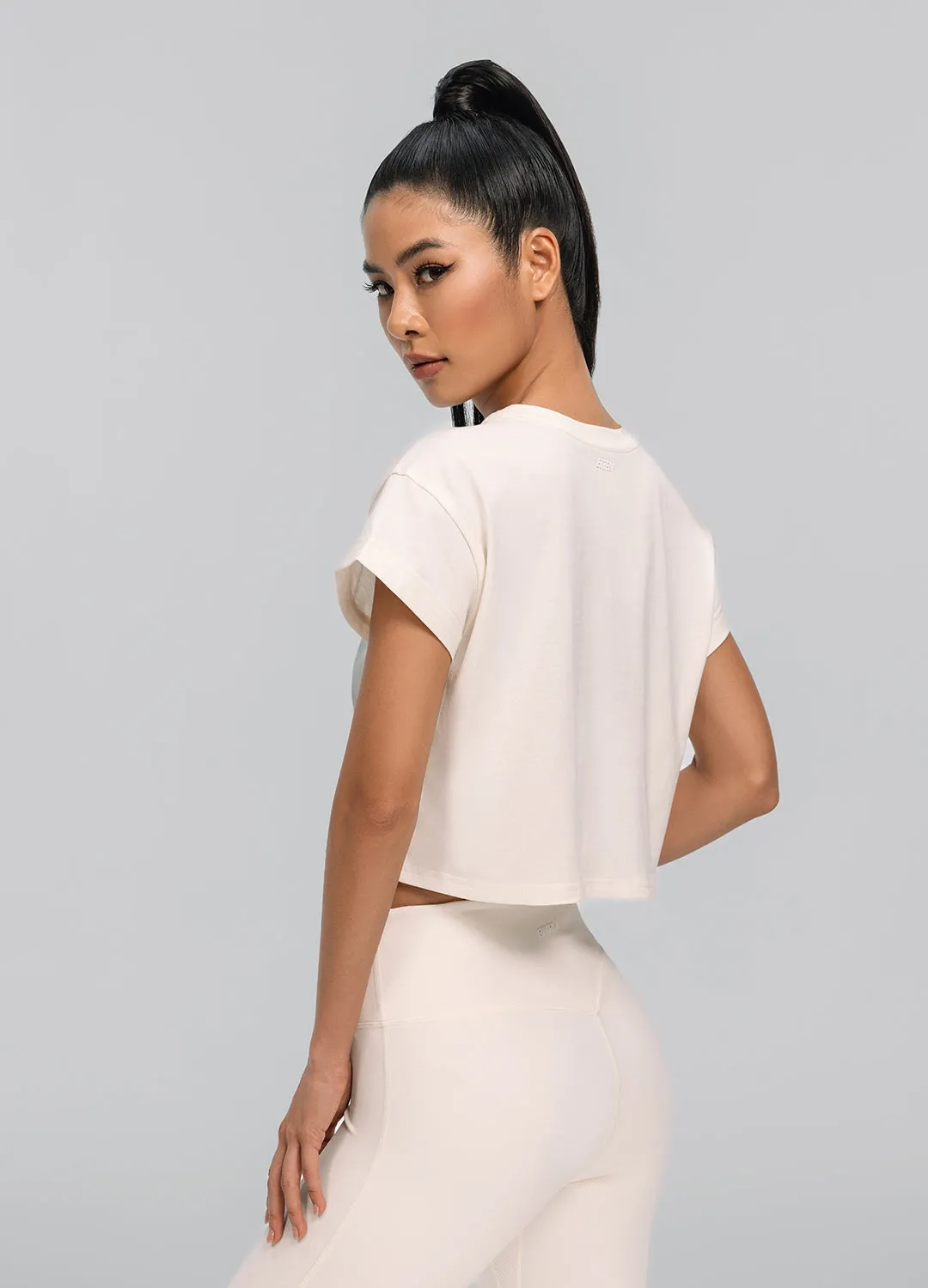 Casual Design Cropped Cotton T-Shirt