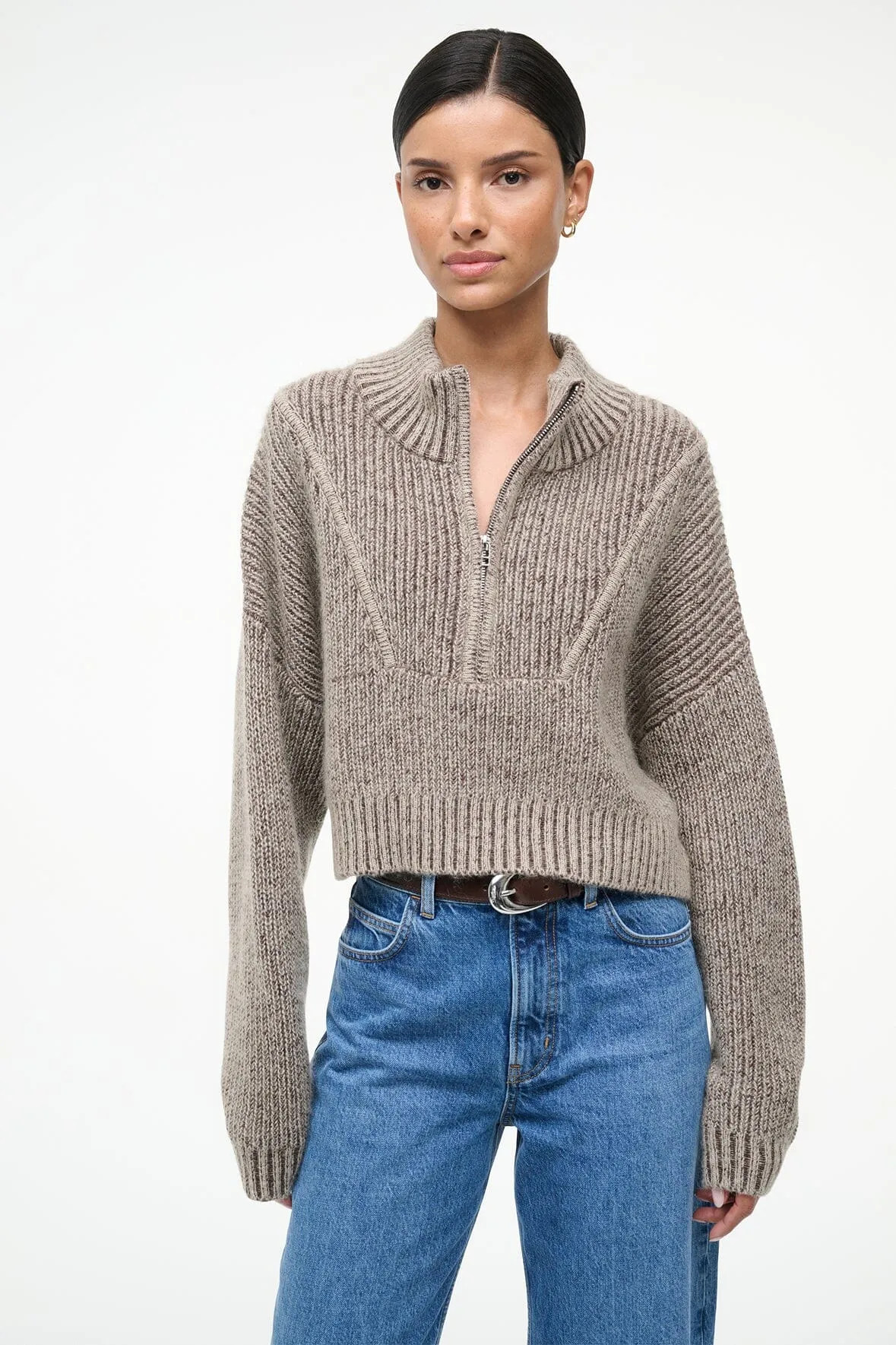 CROPPED HAMPTON SWEATER | BISQUE Anti Pilling Surface