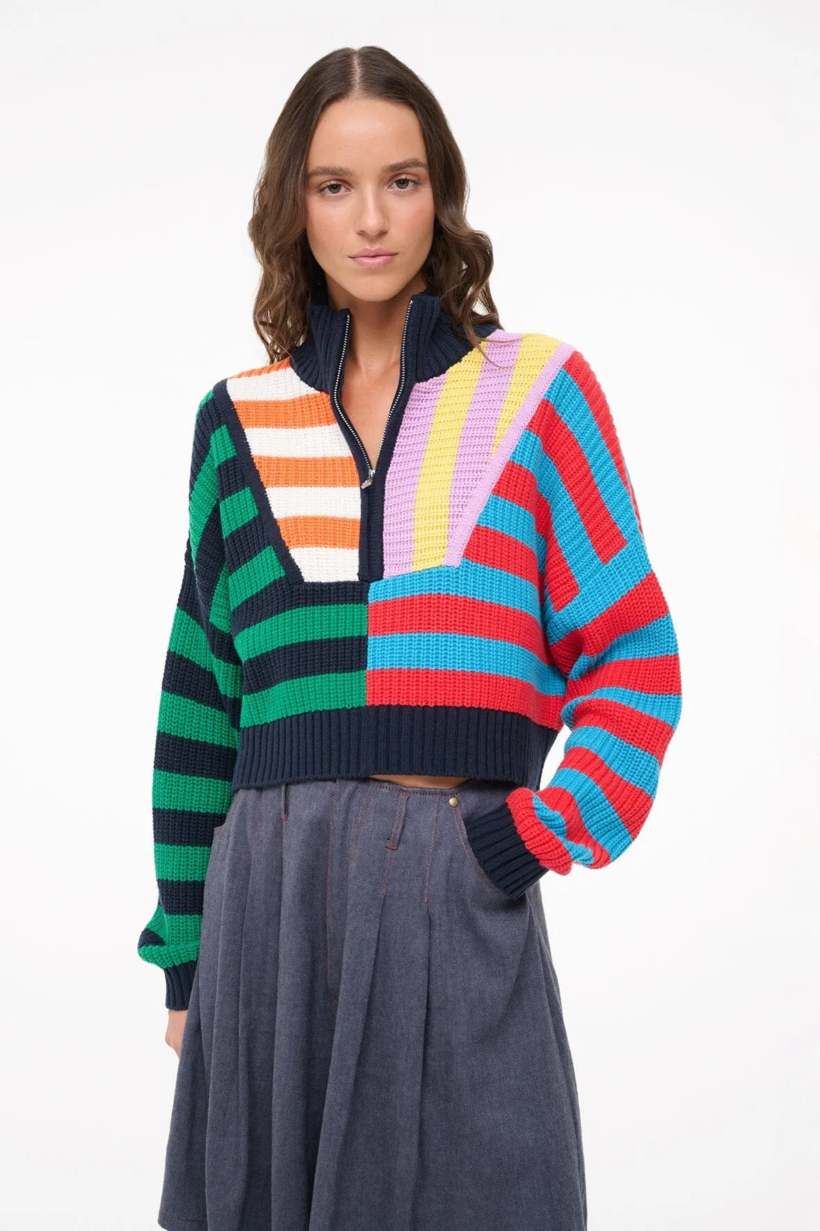 CROPPED HAMPTON SWEATER | CABANA STRIPE MULTI Fashionable Look