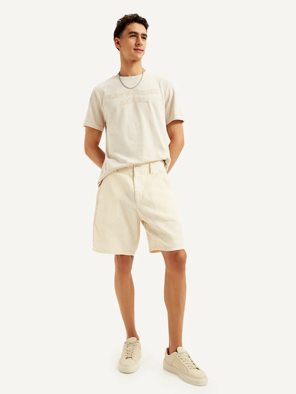 Quick Slip Men's Cream Tapered Shorts