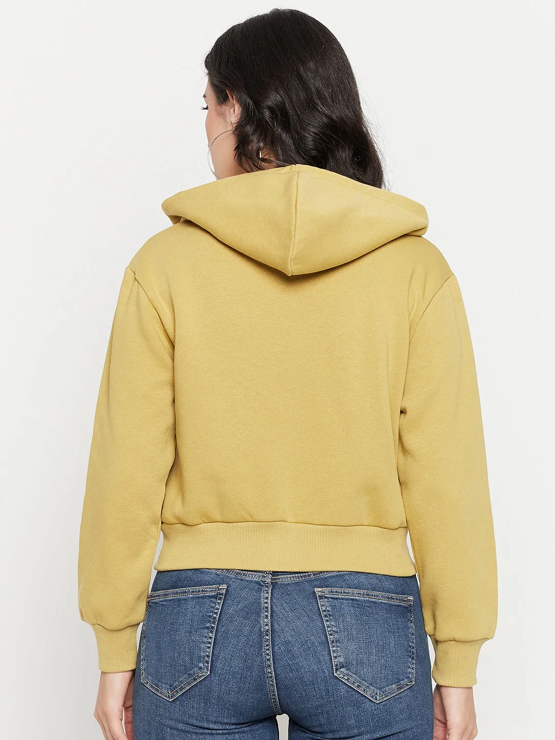 Monochrome Look Madame Lime Hood Neck Sweatshirt