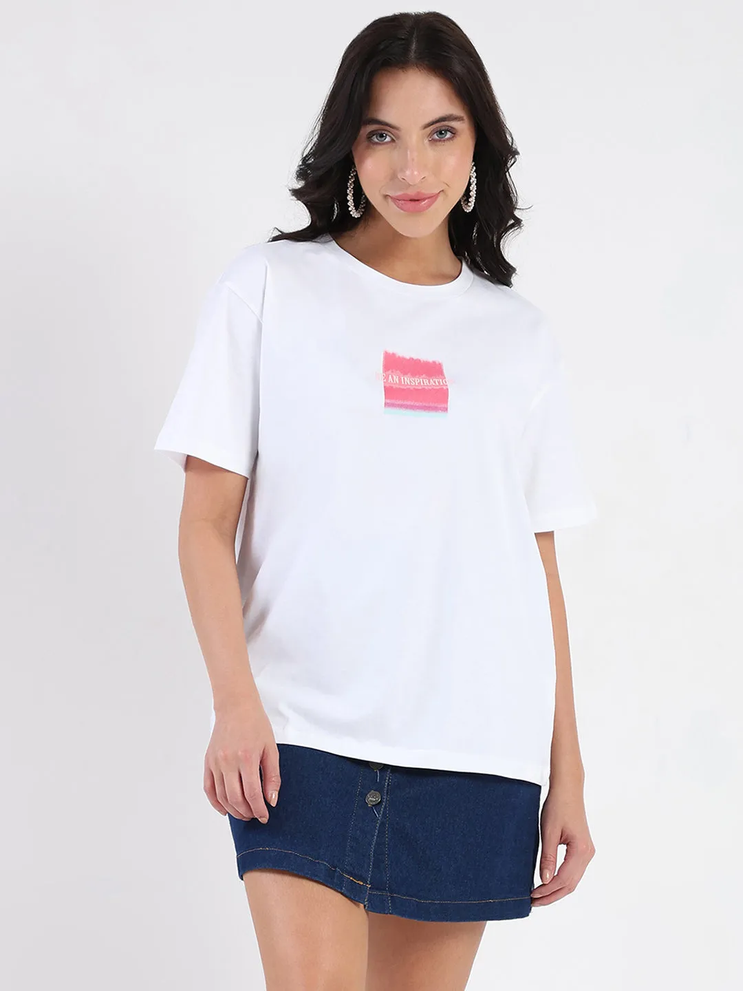 Madame Front Graphic Print Half Sleeve White Sinker T-shirt Cozy Design Pre Shrunk Cotton