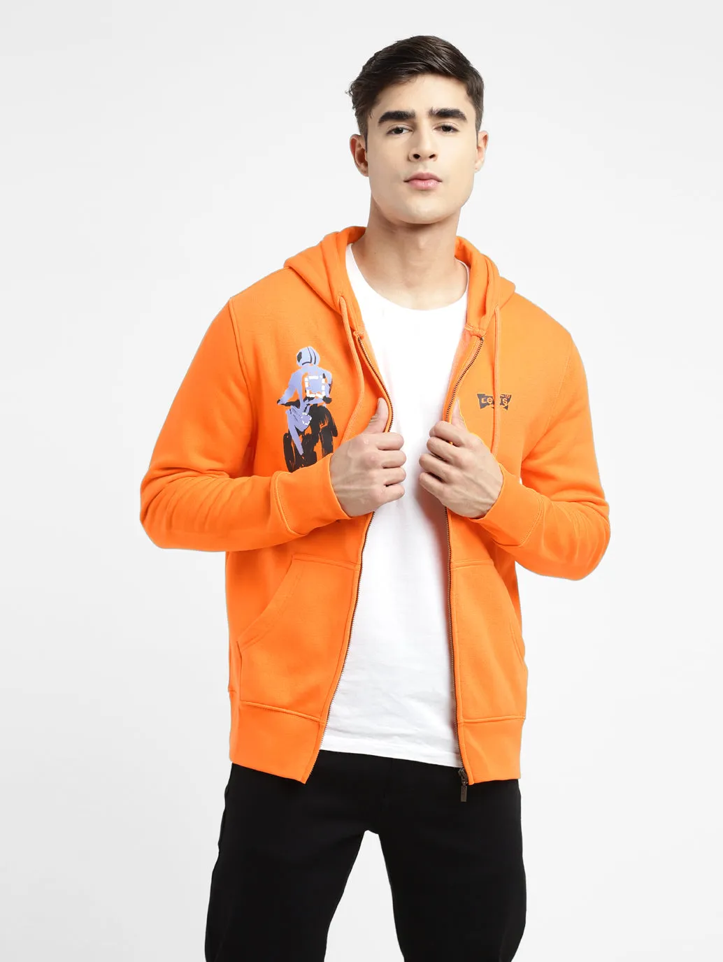 Men's Graphic Print Hooded Sweatshirt Layer Chic Spring Wear