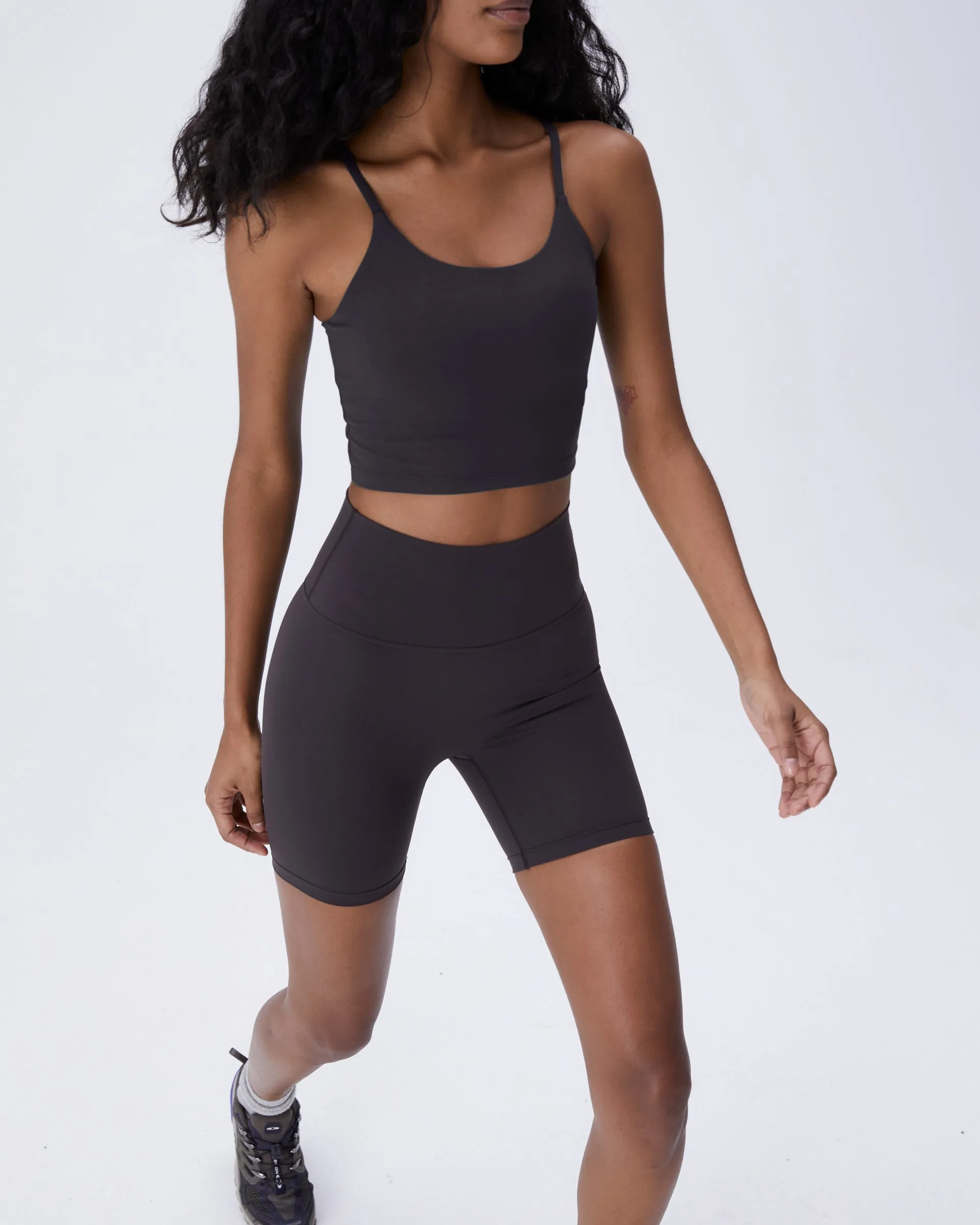 Striped Design Freedom Fit Ultimate Crop Shorts - Coffee Bean