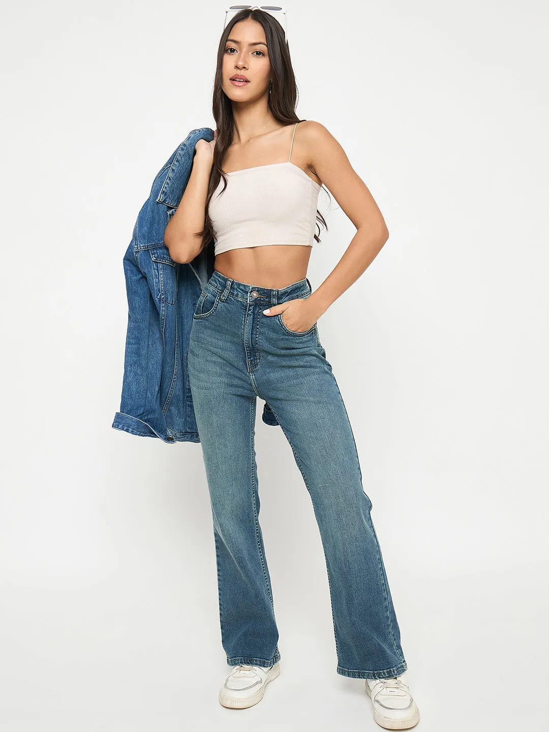 Outdoor Enthusiast Premium Home Comfort Madame Whiskered Stone Wash Mid Blue Jeans