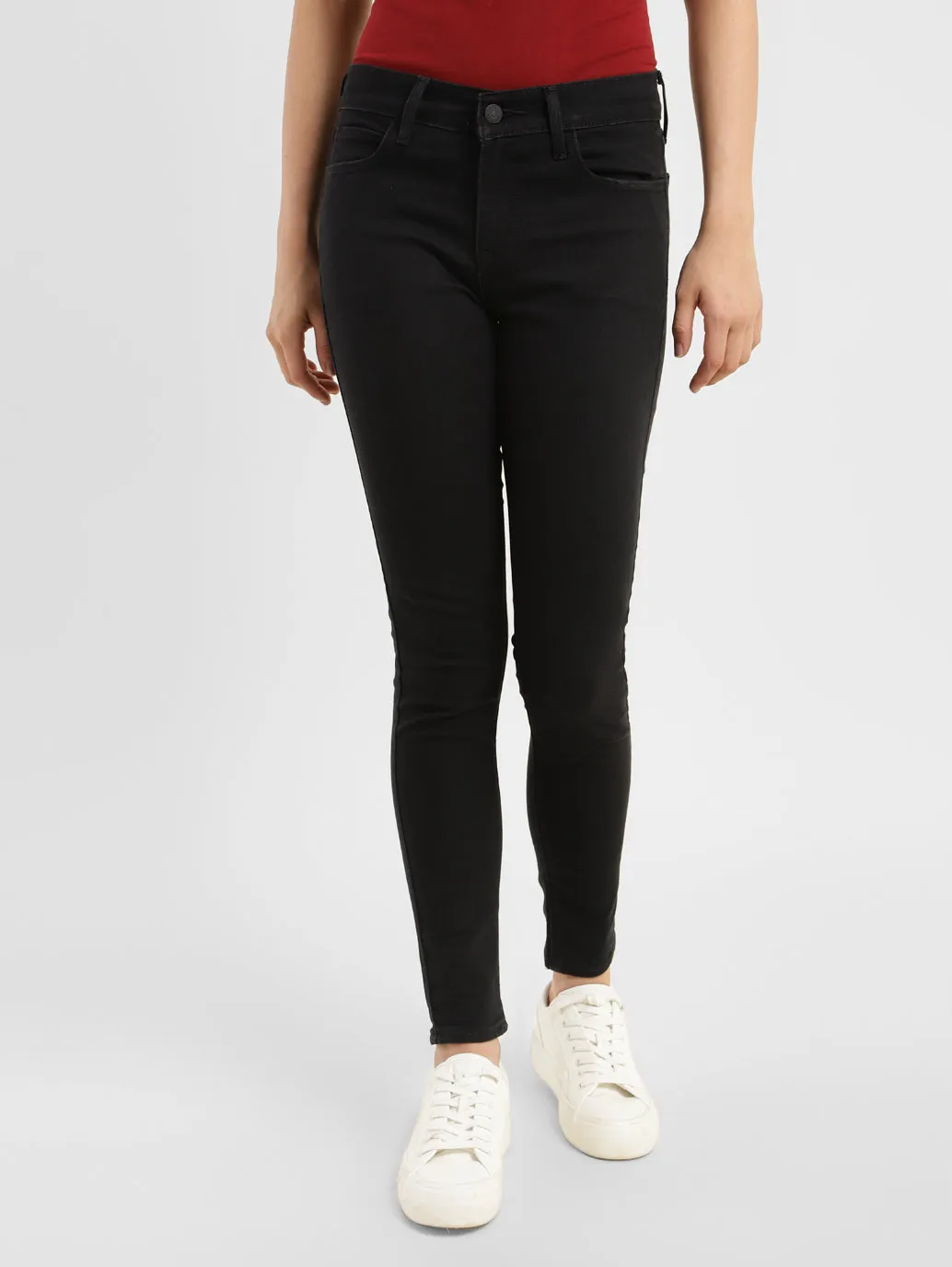 On The Move Women's 710 Black Skinny Fit Mid Rise Jeans