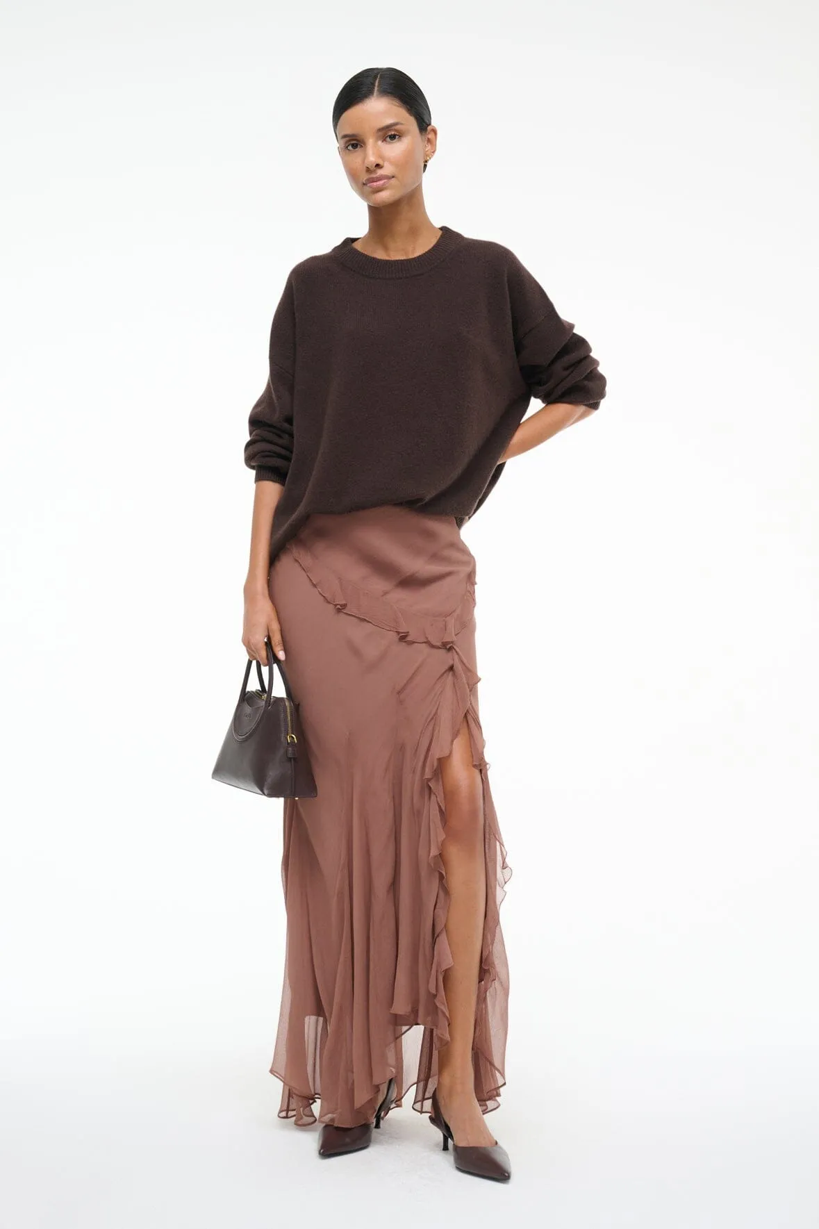 Tropical theme Plant Based Material DIANA SKIRT | MOCHA