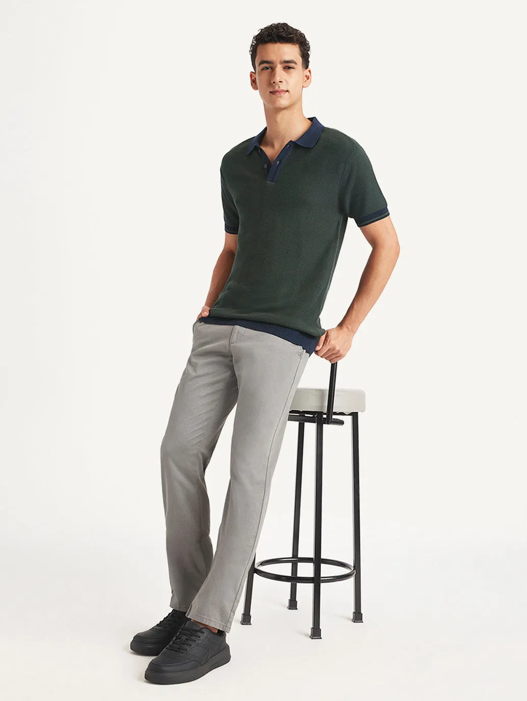 Men's Solid Slim Fit Polo T-Shirt Breathable Layer Performance Fabric