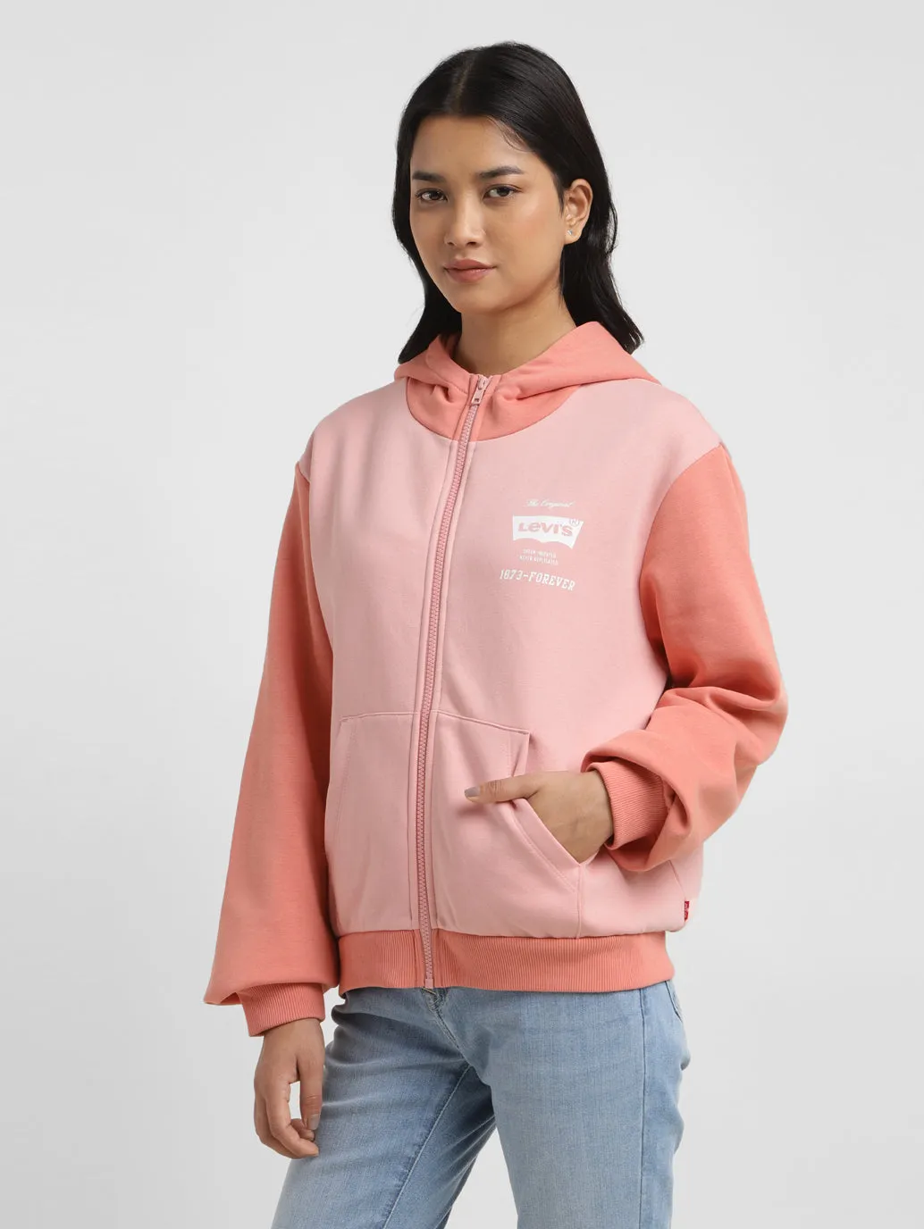 Women's Colorblock Pink Hooded Sweatshirt Performance Ready