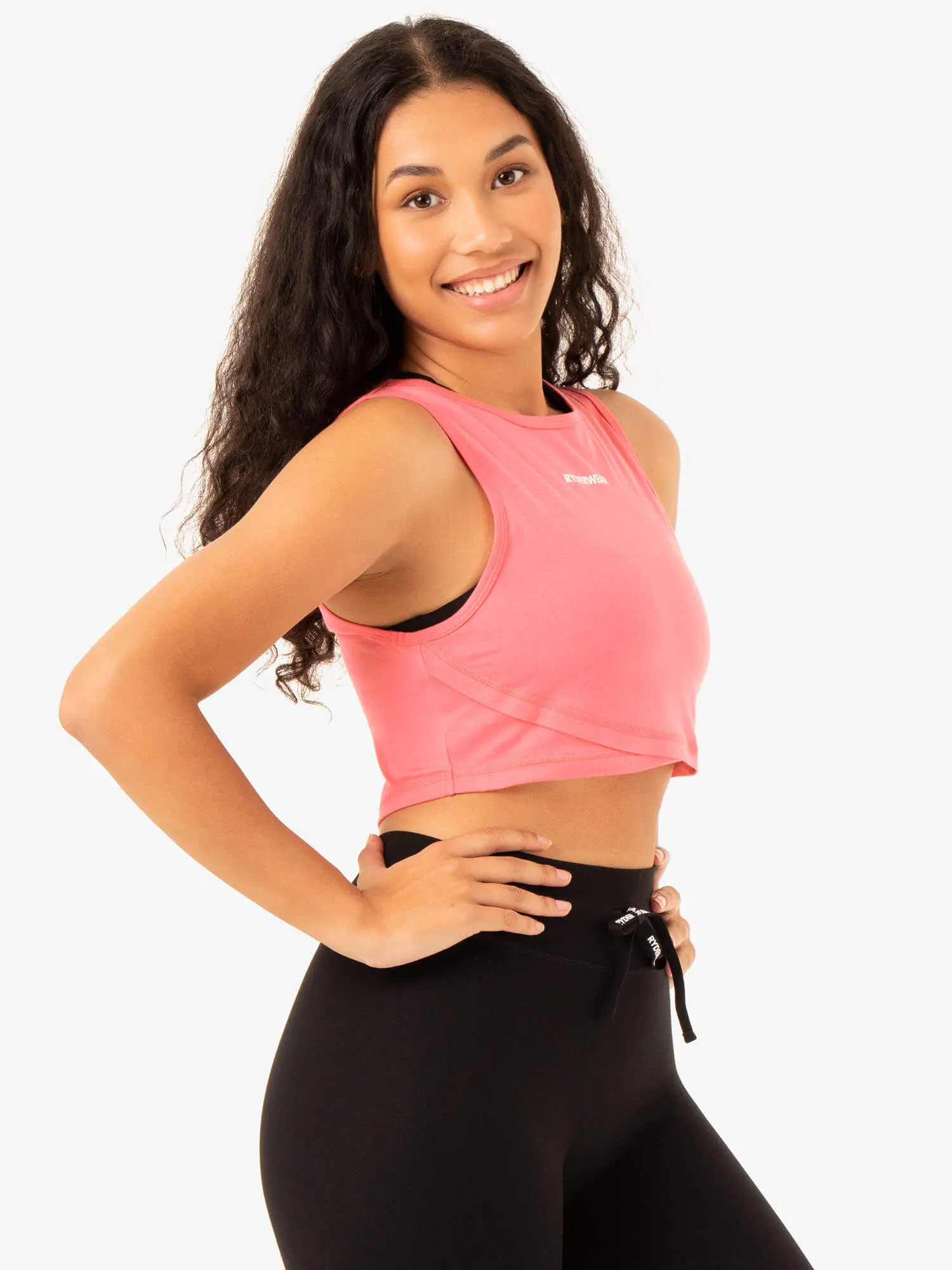 Breathable mesh Replay Cross Over Tank - Coral