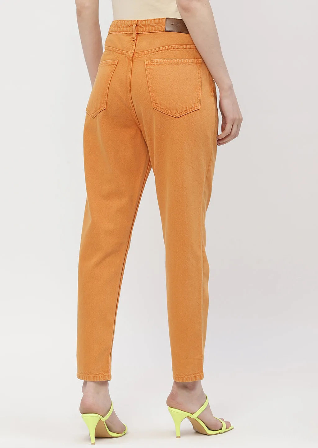 Fit For Daily Madame Solid Orange Mom Fit Jeans
