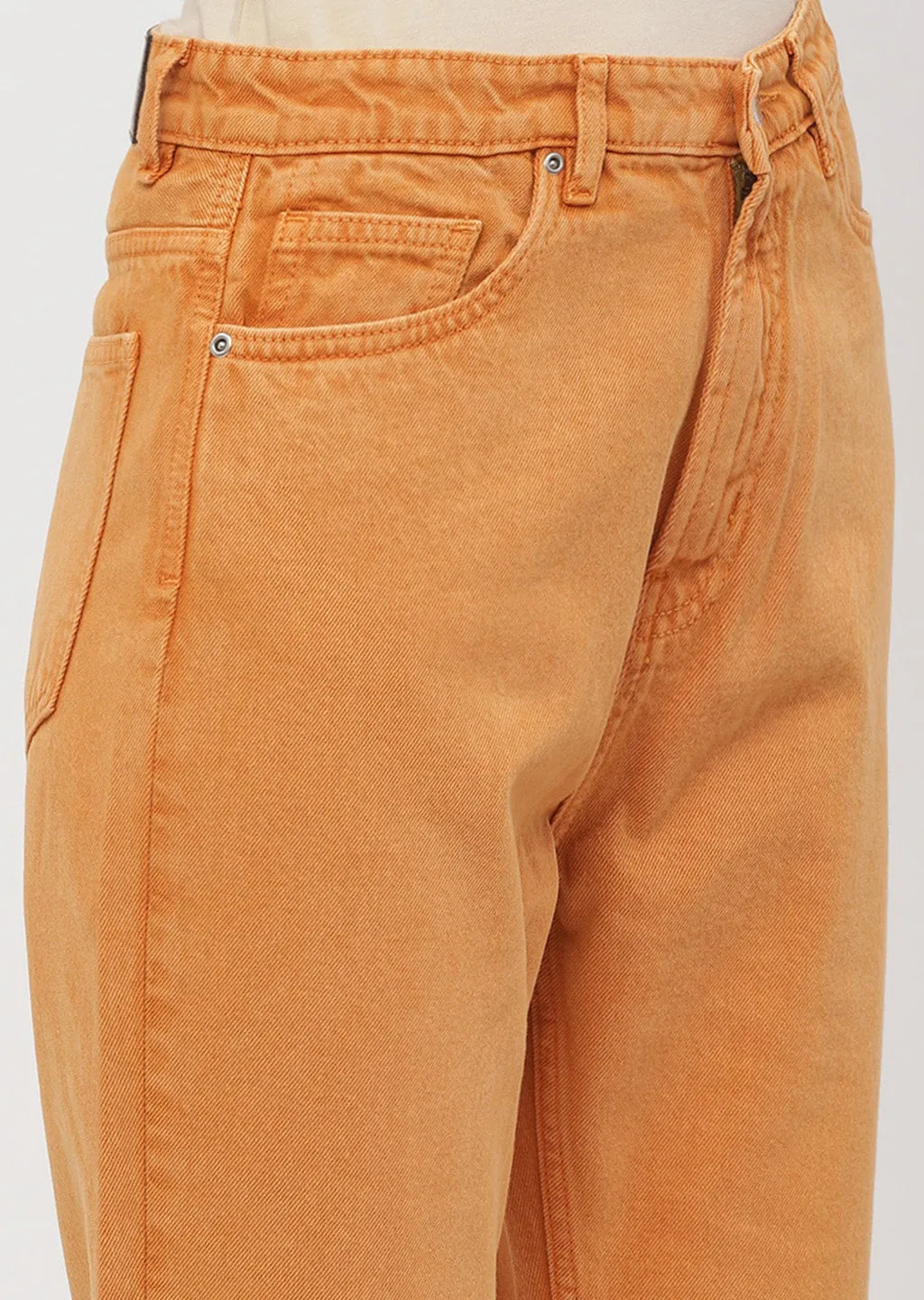 Madame Solid Orange Mom Fit Jeans Ever Versatile Daily Choice