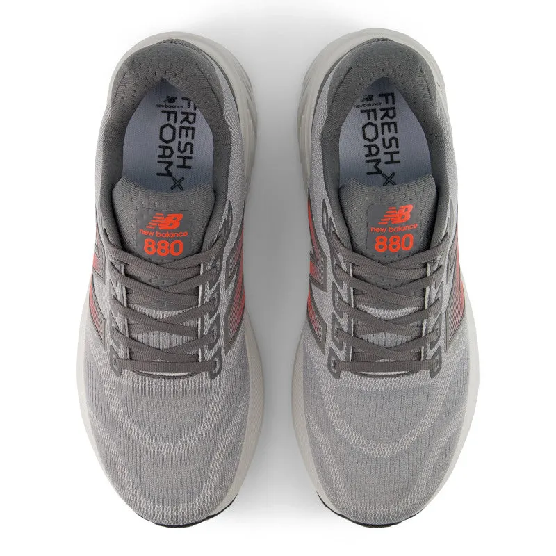 Gusseted Tongue Comfort Lightweight Fresh Foam X 880v15 - Slate Grey with Reflection and Urgent Red - Men's