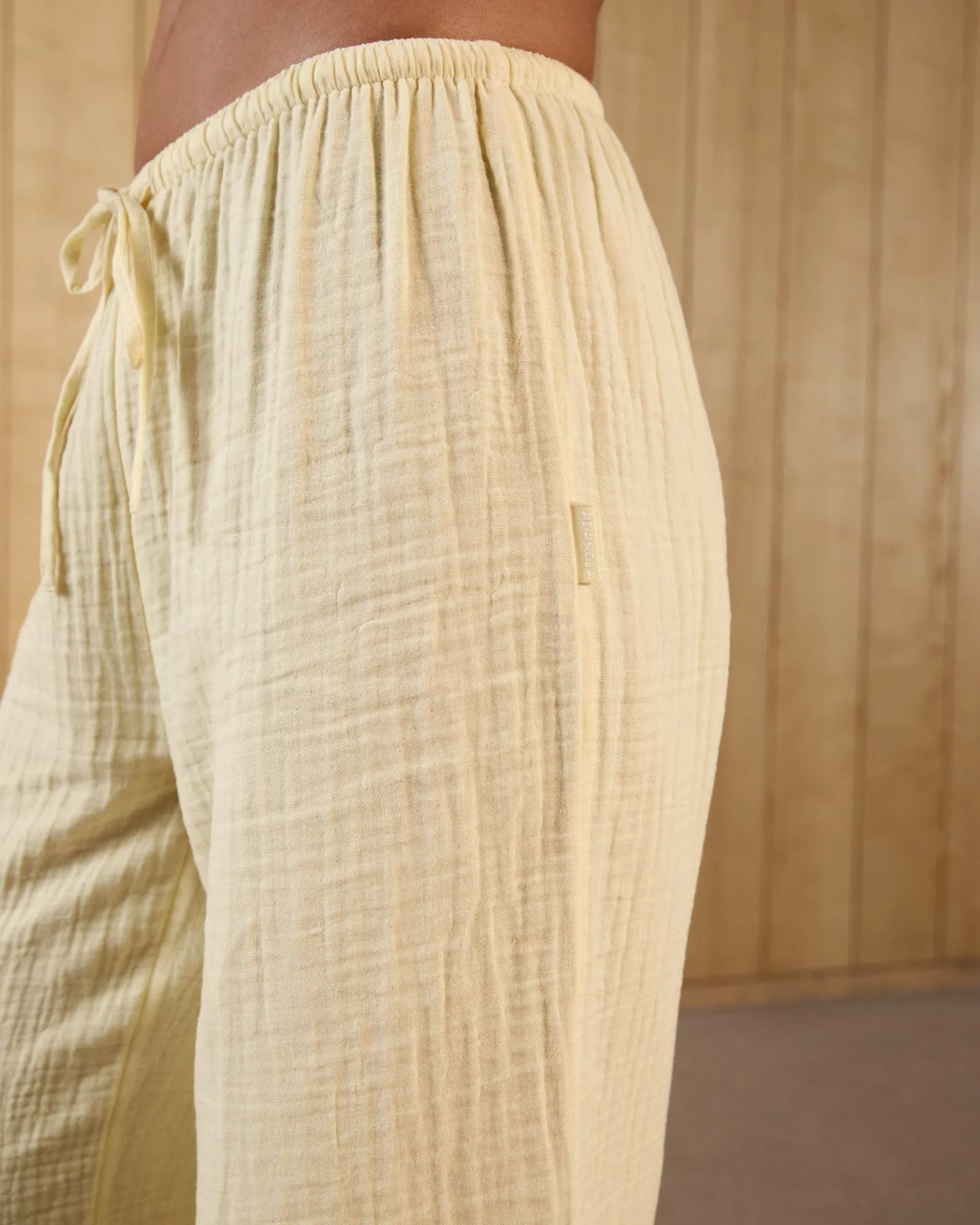 Cotton Drawstring Pants - Butter Yellow Stain Resistant Essential Layer