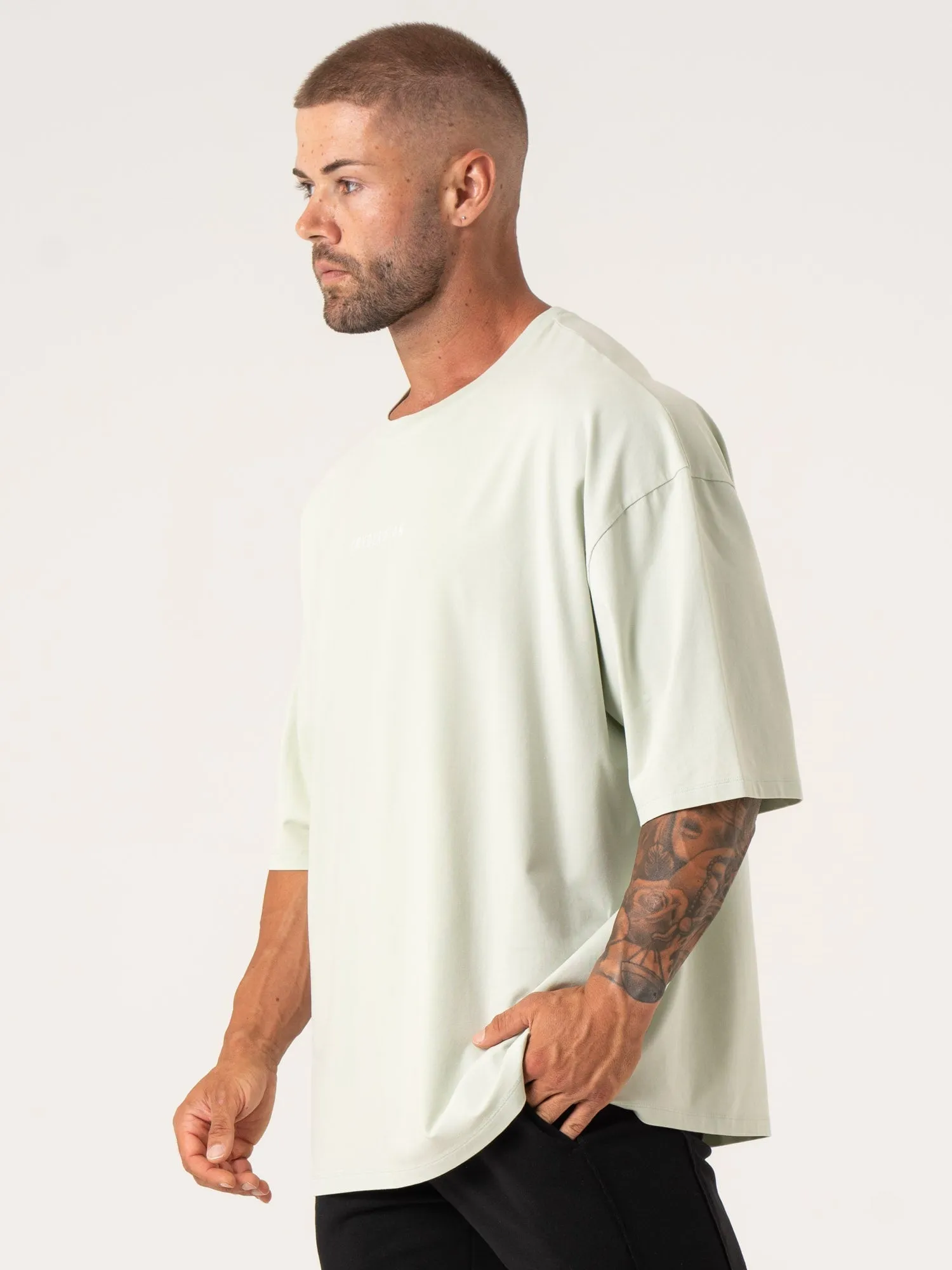 Pursuit Oversized T-Shirt - Spearmint Stonewash Stretch Knit Luxury exclusivity