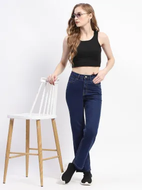 Madame Straight-Fit Dark Blue Cotton Denim Jeans Move With Ease Weekend Style Modern