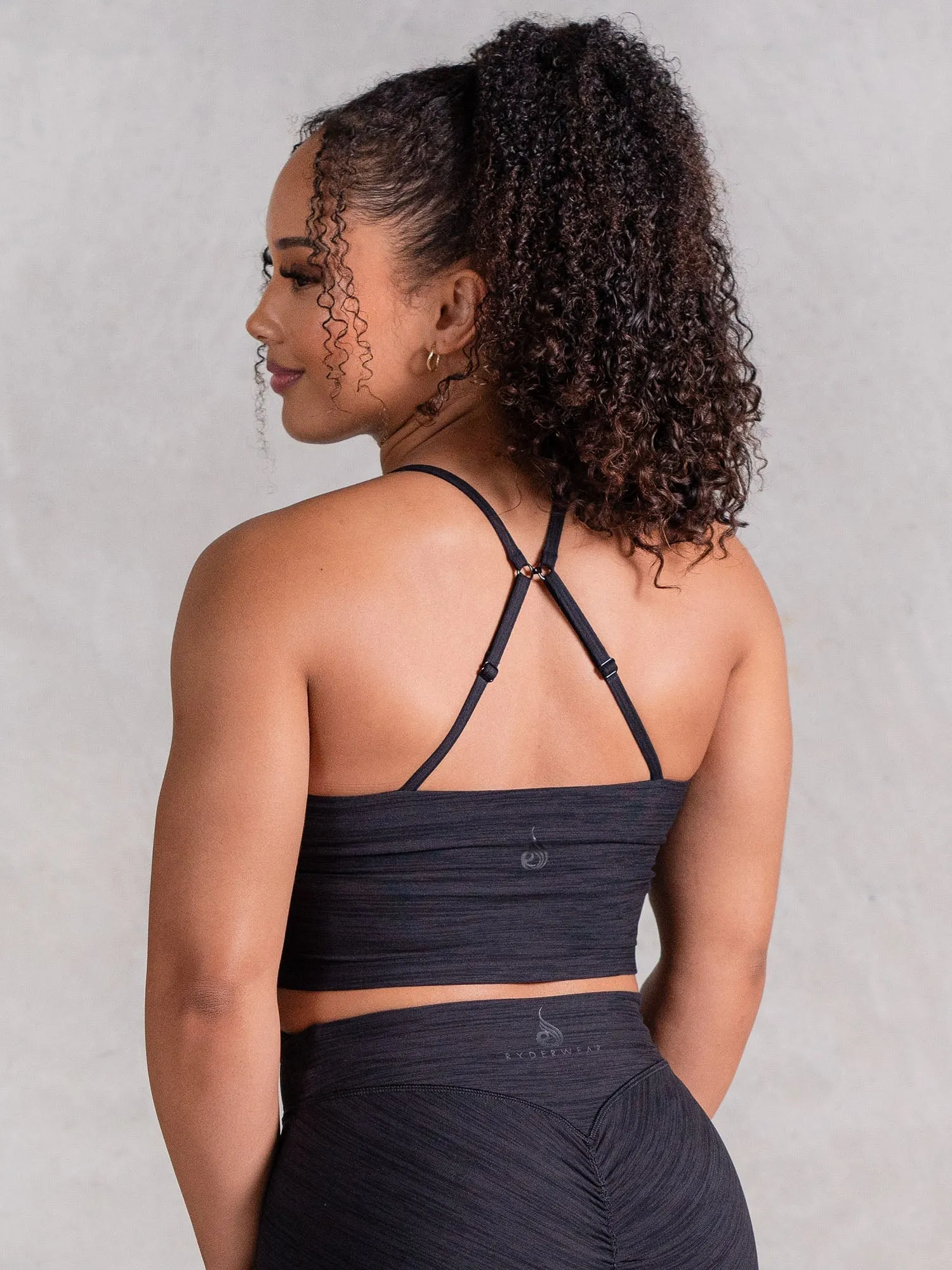 Icon Tank Bra - Black Marl Elasticated Trim