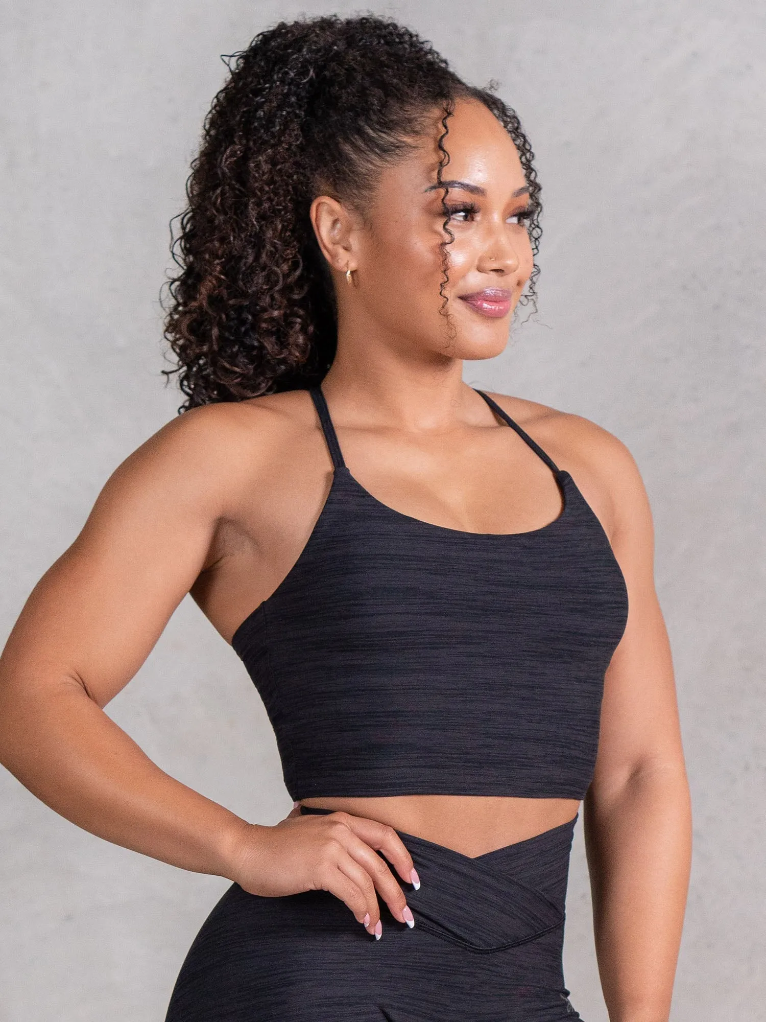 Icon Tank Bra - Black Marl QuickDry Texture ButterSoft Handfeel