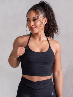 Icon Tank Bra - Black Marl Double Stitched Hem