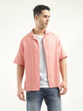 Neutral Tones Stretchable Material Men's Solid Camp Collar Shirt