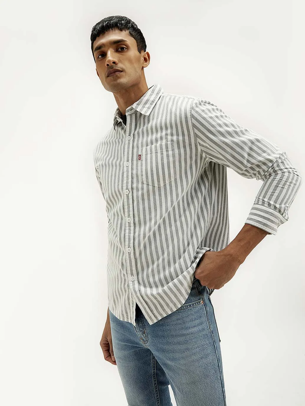 Men's Striped Slim Fit Corduroy Shirt Sleepwear