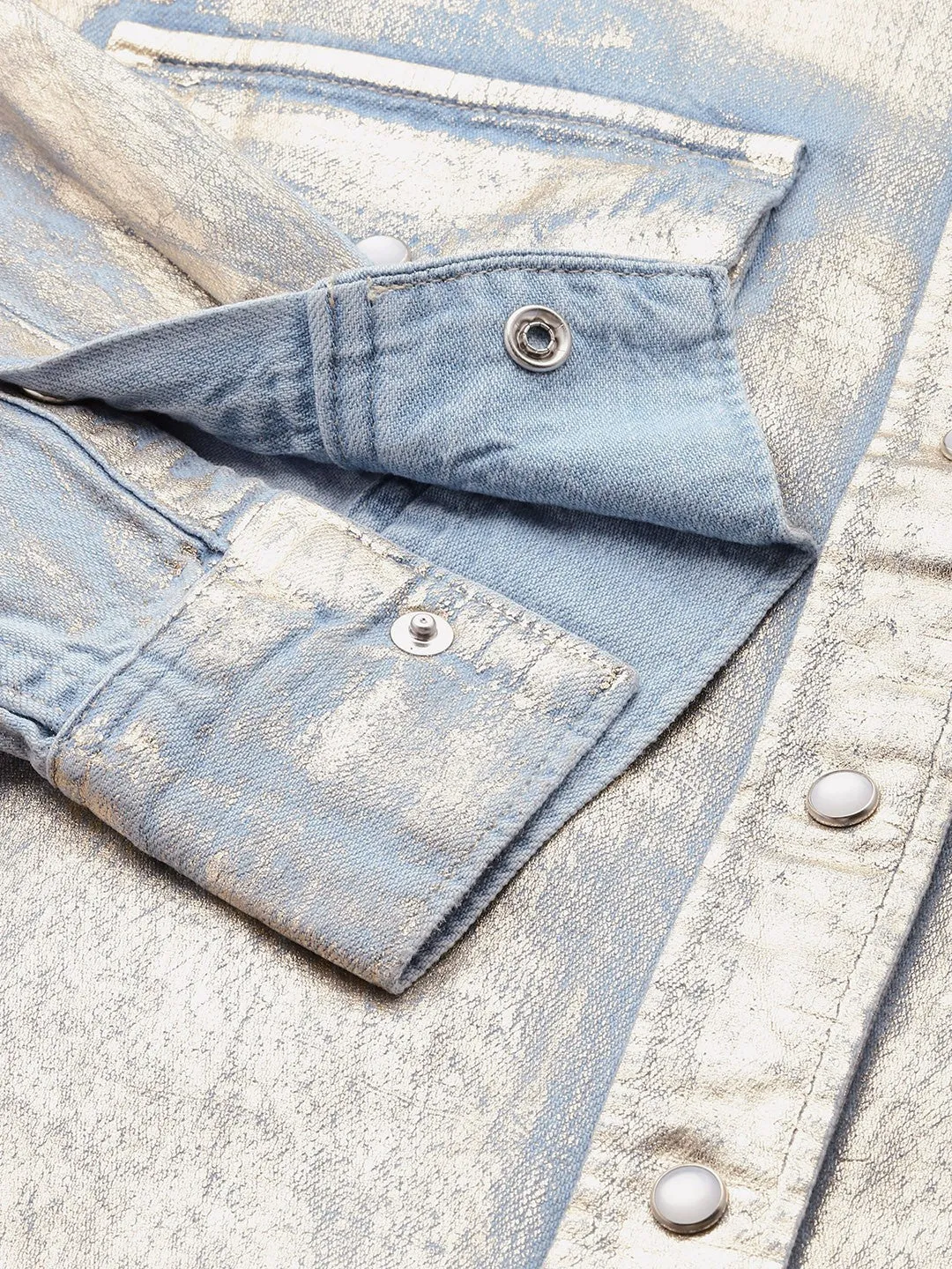 Flexible Mobility Women's Printed Regular Fit Denim Shirt