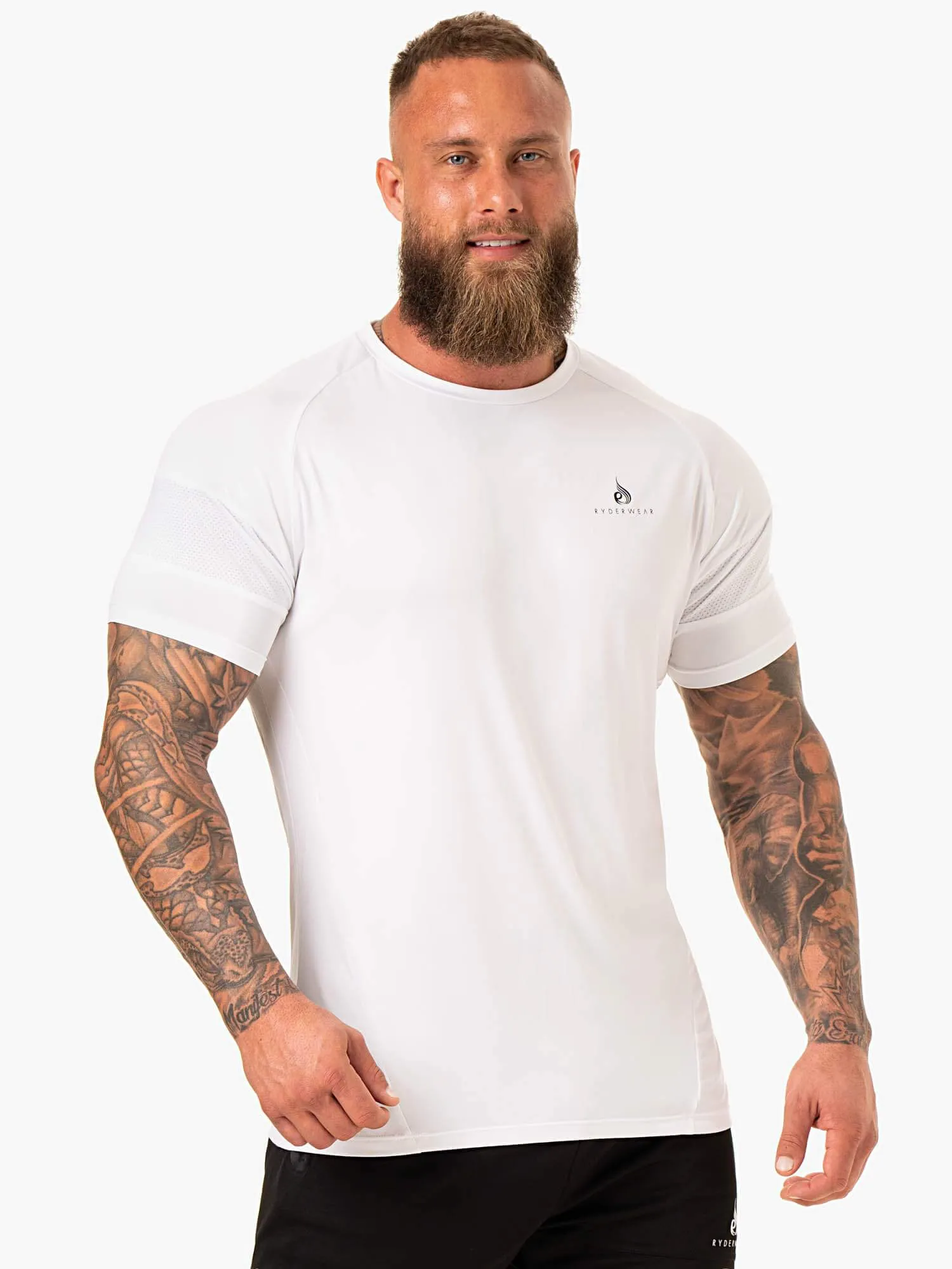 Eco Friendly Fabric Tagless Comfort Action Mesh T-Shirt - White