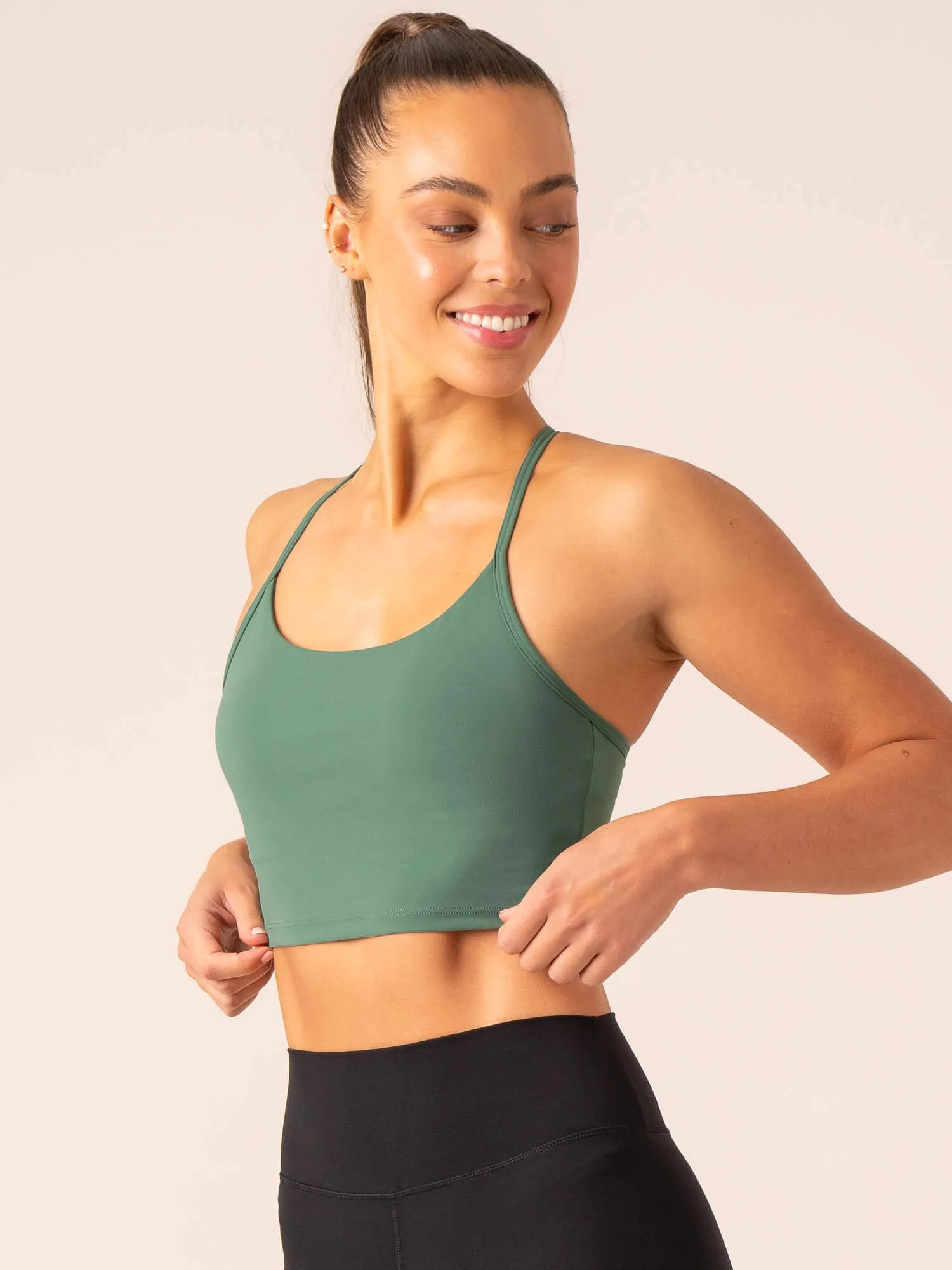 Embody Compression Tank Bra - Dark Green Relaxed Top wrinkle free finish