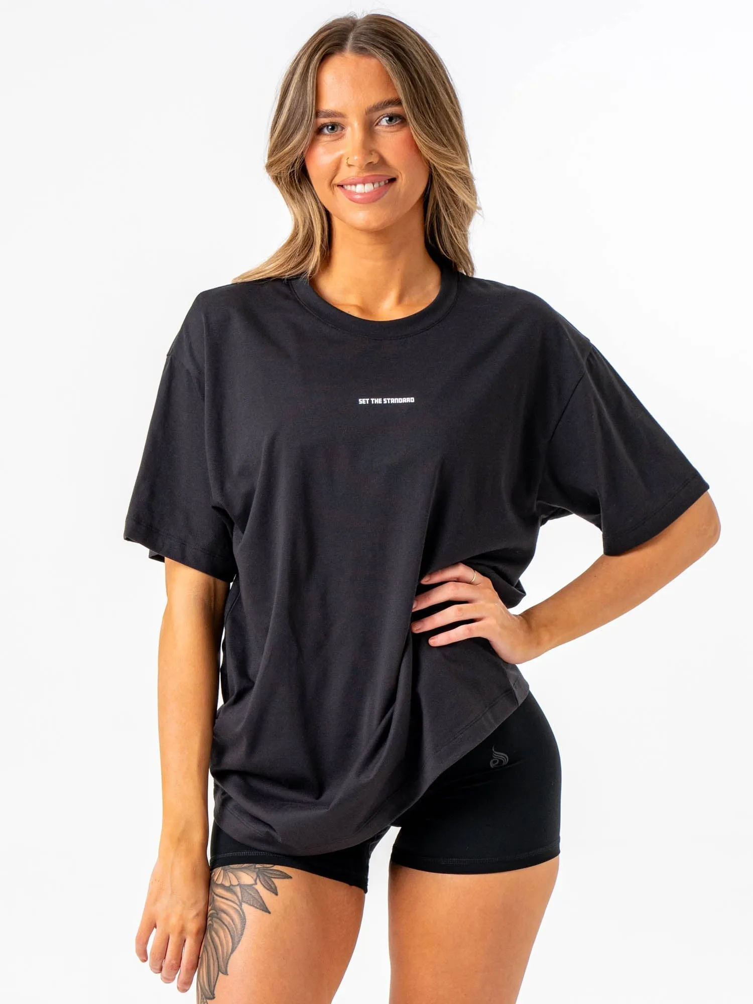 Easy Wear Option Crew neck classic Emerge Oversized T-Shirt - Faded Black