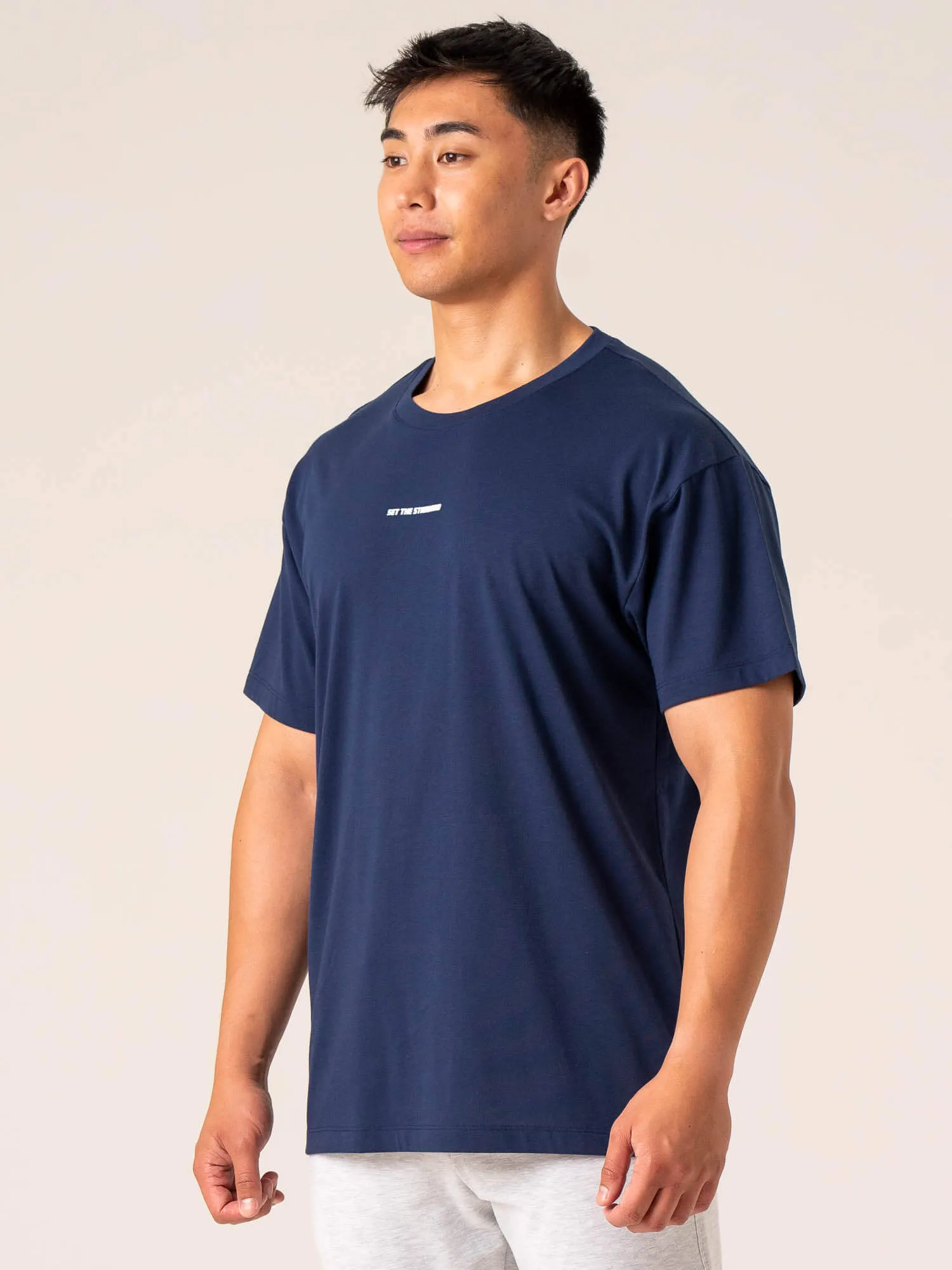 TemperatureRegulating Summer Fashion Emerge Oversized T-Shirt - Navy