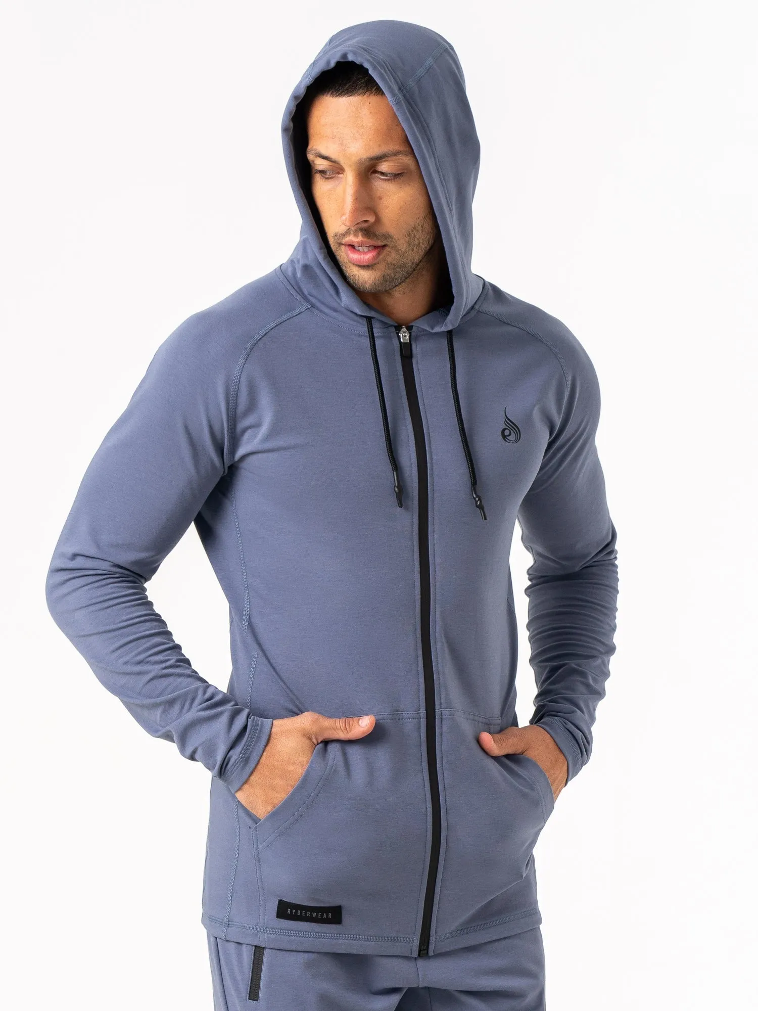 Endurance Zip Up Jacket - Denim Blue Anti Pill Fabric Tech