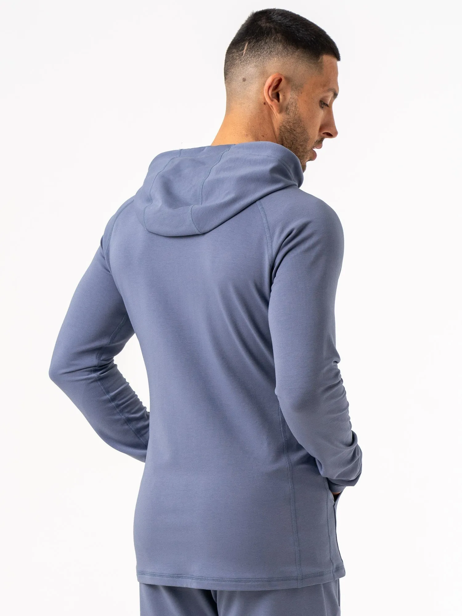 Endurance Zip Up Jacket - Denim Blue Sleek Outer Odor Resistant Tech