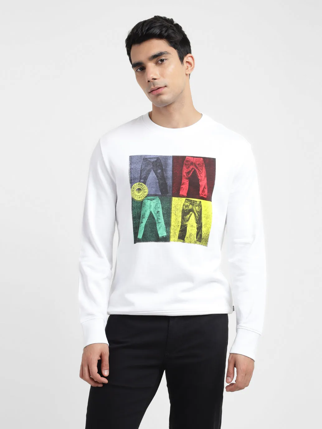 Men's Graphic Print Crew Neck Sweatshirt Trendy Basics