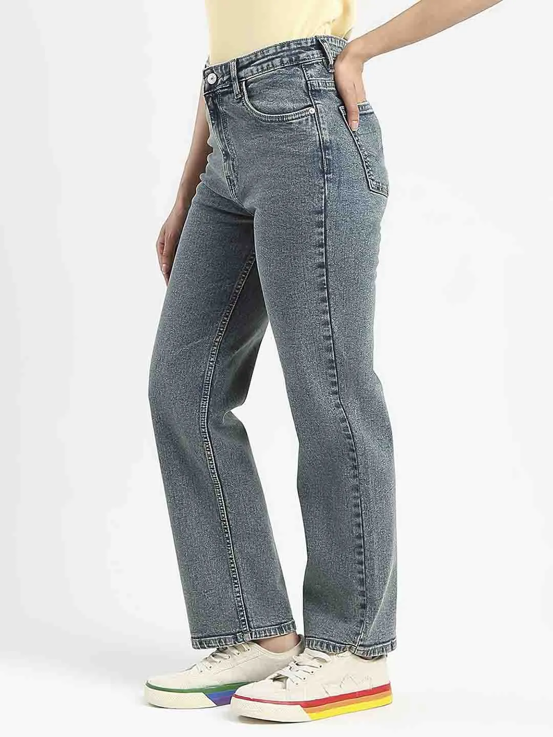 Madame Mid-Wash Tinted Blue Cotton Blend Denim Jeans Date Night Summer Vibes Mood Fit