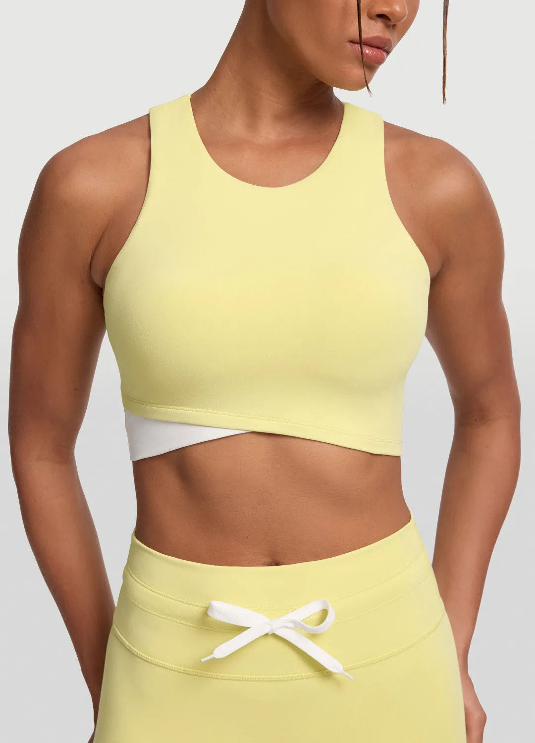 Sandwich Mesh Panel Structure Two-Tone Crop Top