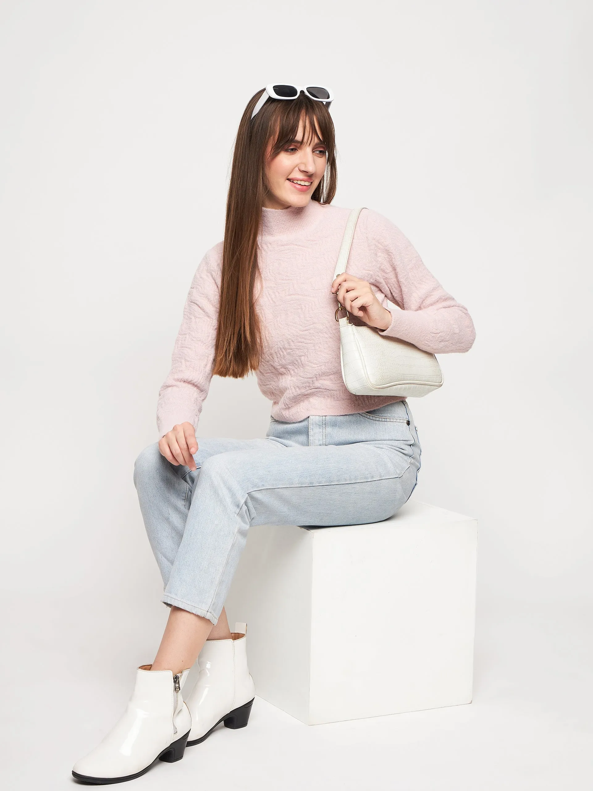 Madame Baby Pink Sweater Soft Knit Design