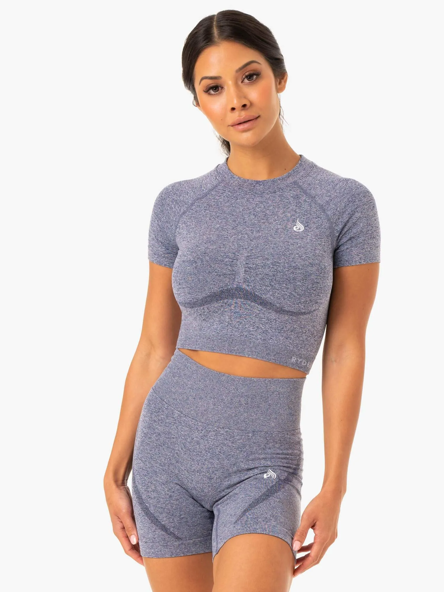 Staples Seamless T-Shirt - Navy Marl yoga clothing
