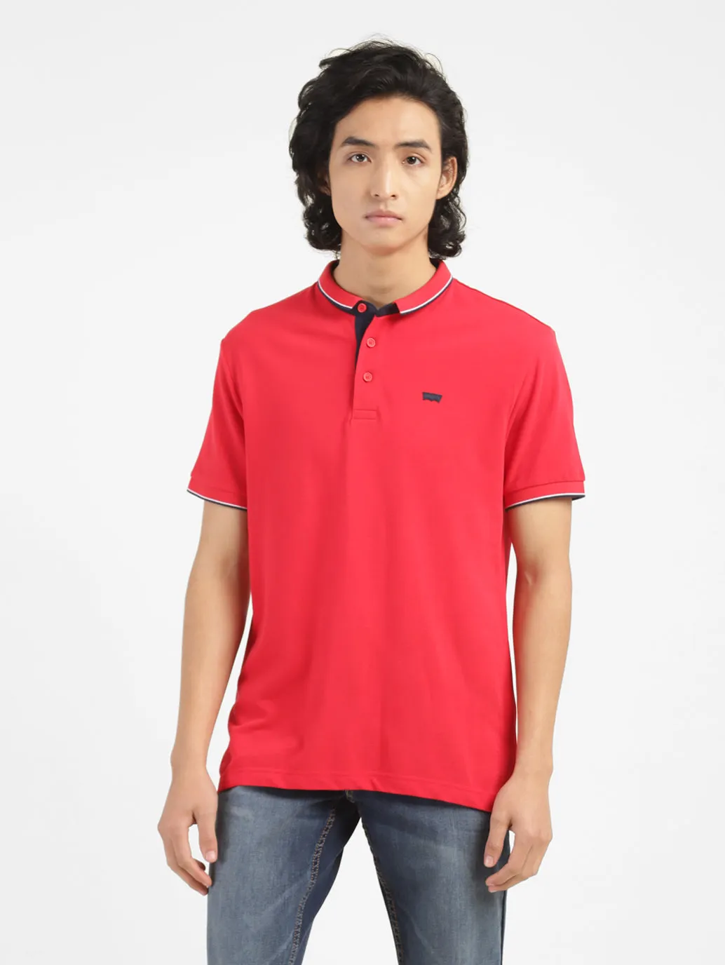 Men's Solid Polo Red T-shirt Chic Fit Lightweight Fit