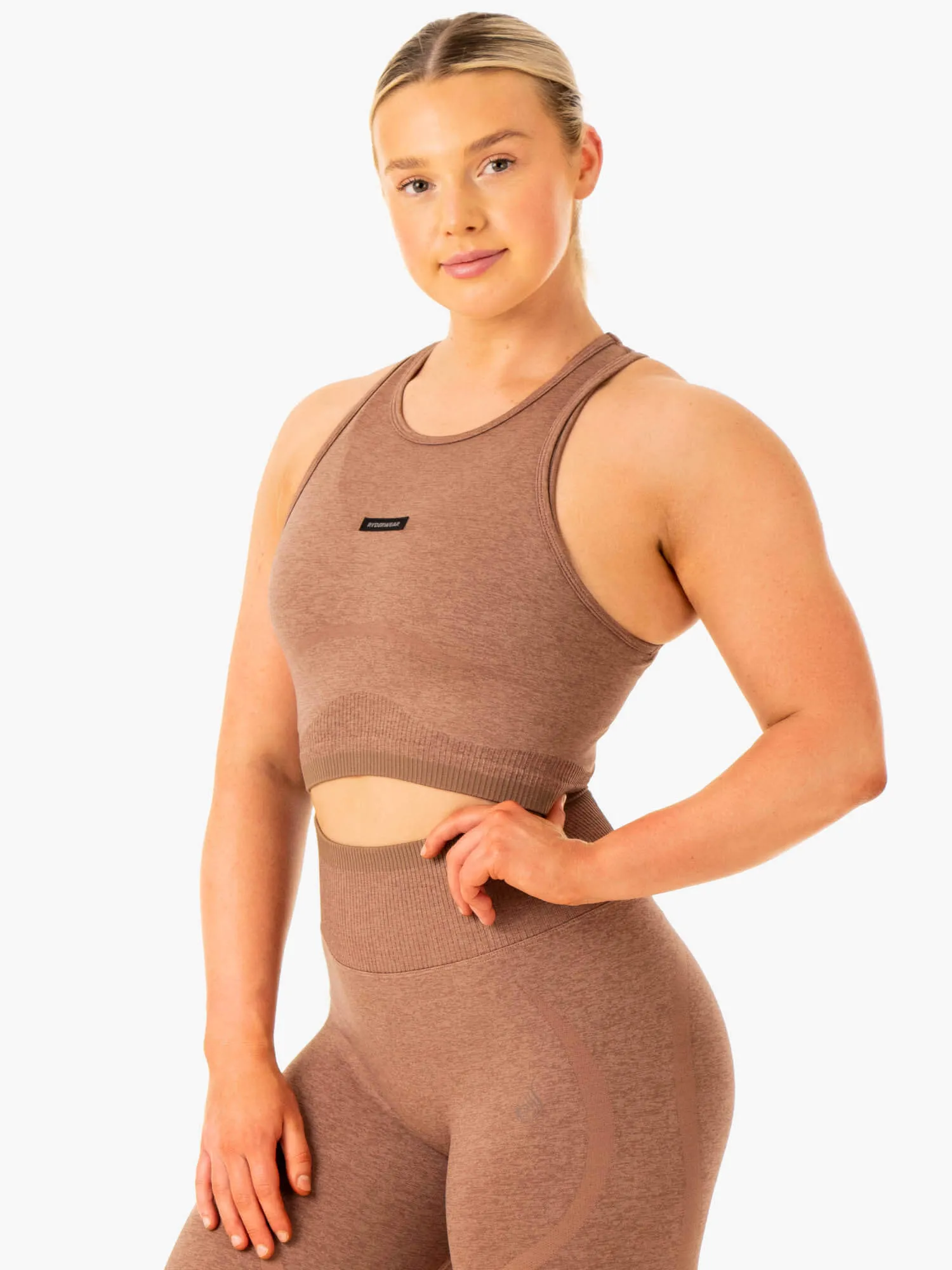 Breathable mesh Excel Seamless Tank - Mocha Marl