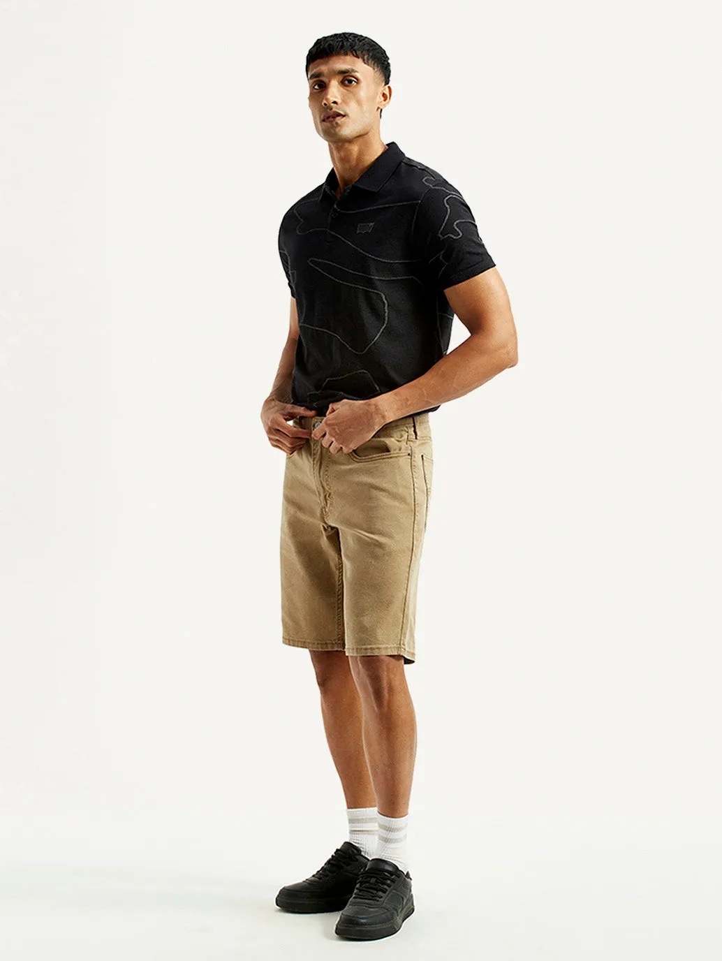 Effortless Fit multiple pockets Men's Khaki Tapered Shorts