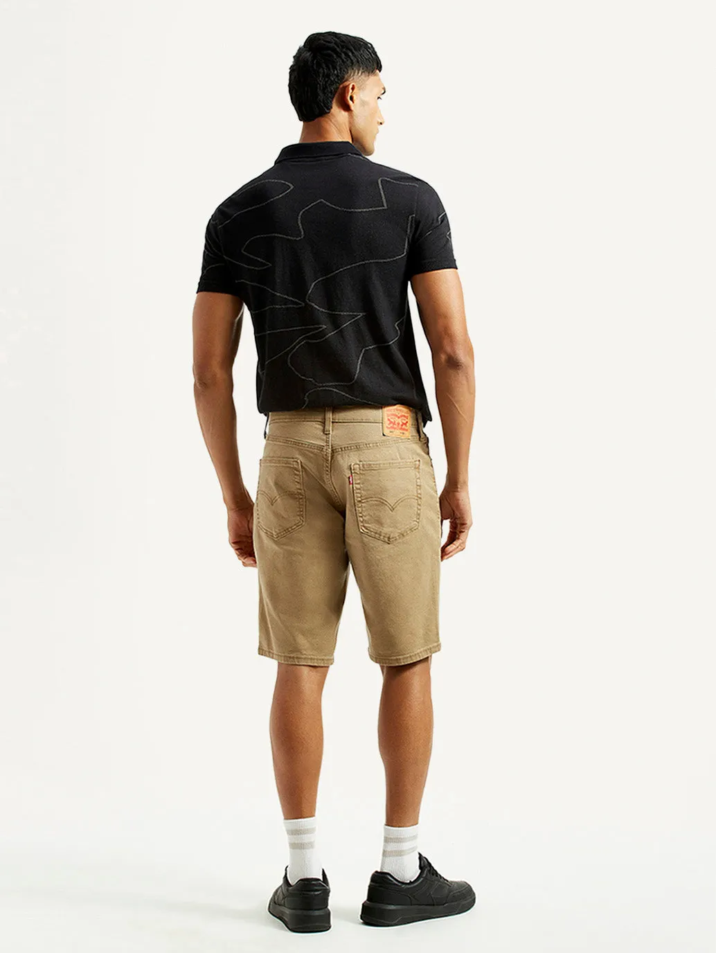 Men's Khaki Tapered Shorts Reinforced Stitching