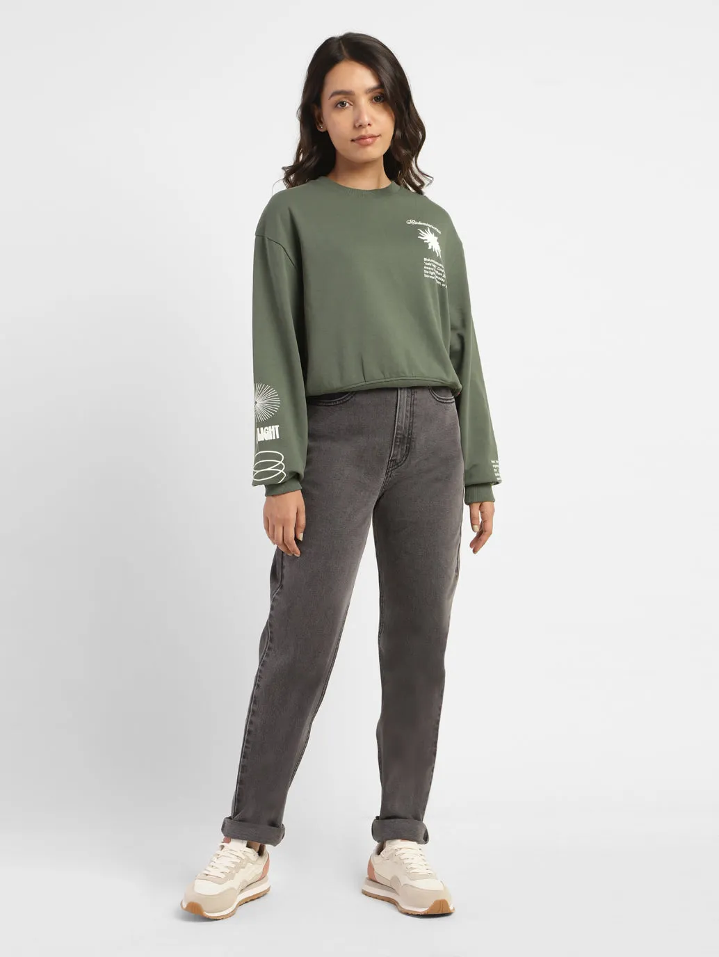 Casual Elegance Women's Graphic Print Crew Neck Sweatshirt