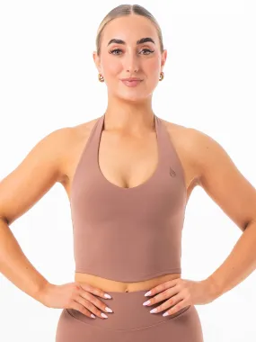 Basic Wardrobe Soft Touch Blend NKD Halter Shelf Tank - Mocha