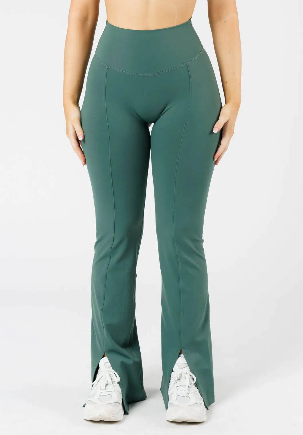 Ankle length Cozy Comfort Fit FormLux Front Slit Sculptseam? Plus Flare Legging 32" Pine