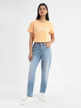 Women's Blue Mom Loose Fit High Rise Jeans Classic Wear Slim