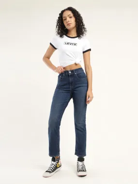 Couple Look Smooth Women's 724 Blue Straight Fit High Rise Jeans