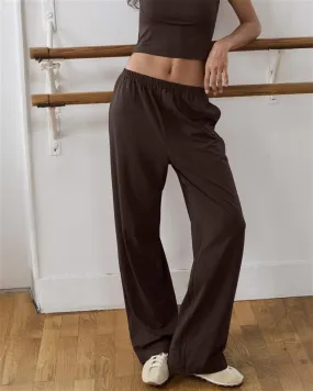High Rise Universal Fit System Modal Cotton Pants - Chocolate Brown