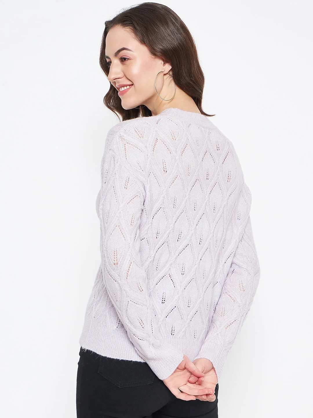 Madame Lilac Regular Fit Acrylic Sweater Winter Styling