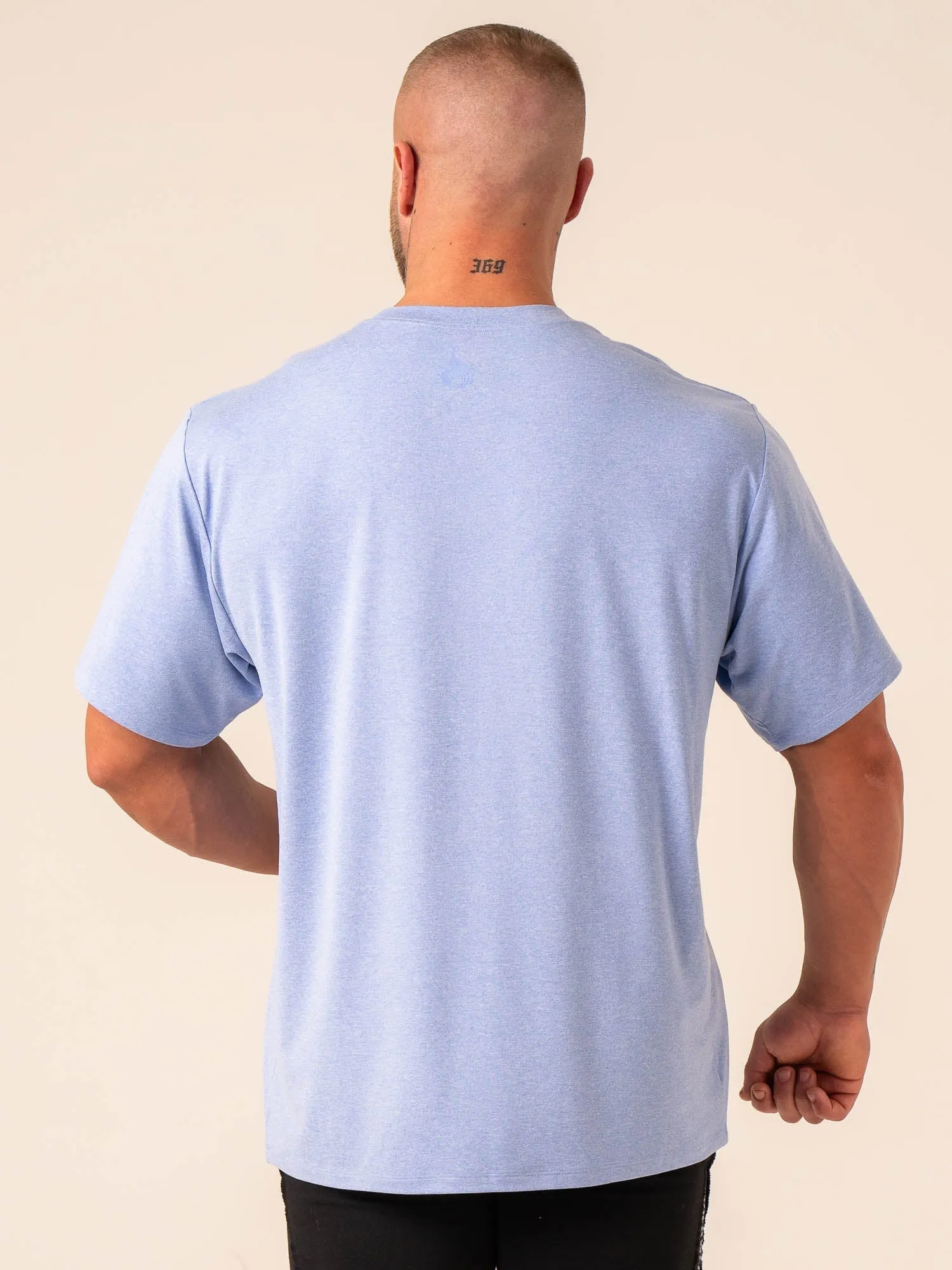 Soft Tech Oversized T-Shirt - Blue Marl Relaxed Flex Chilly Comfort Wear